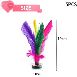 Goxfaca 5 Pack Kick Shuttlecock, 19cmChinese Jianzi Shuttlecock, Chinese Jianzi Foot Feather Sports Toy for Indoor and Outdoor Tennis and Racquet Sports