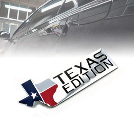 TEXAS EDITION Emblem Badge Tailgate Universal Stick-On (Chrome/Black)