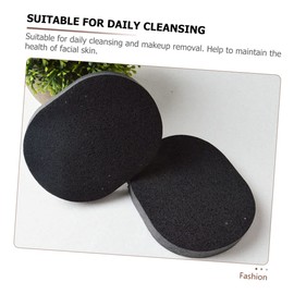 Minkissy 10pcs Bamboo Charcoal Facial Cleaning Sponges Deep Cleansing Gentle Face Skin Washing Tool for Makeup Removal Reusable and Comfortable Massage Puff Black