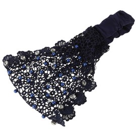 OATIPHO Floral Lace Hair Band with Pearl Inlaid Headdress Stylish Wide Elastic Headwrap for Women Comfortable Hairline Covering Design for Fashionable Hair Styling