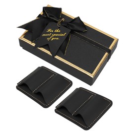 eZAKKA 2PCS Leather Pen Holder Clip for Notebook Notebook Pen Pencil Holder Clip,Black