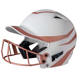CHAMPRO HX Rise Legend 2-Tone Matte-Finish Fastpitch Softball Batting Helmet with Facemask, Medium, Rose Gold