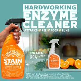 ANGRY ORANGE Angry Orange Stain Remover - 32oz Enzyme Pet Cleaner - Dog & Cat Urine Destroyer and Stain Remover - Citrus Spray Cleaning Solution - Puppy Supplies