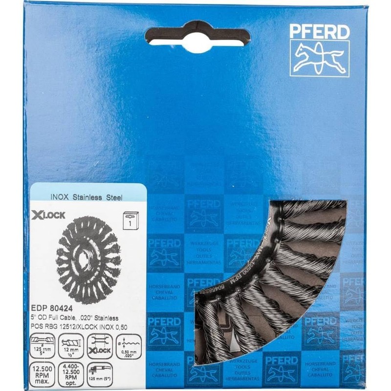 PFERD TOOLS Round Brush, 125 x 12 mm, Braided 0.50
