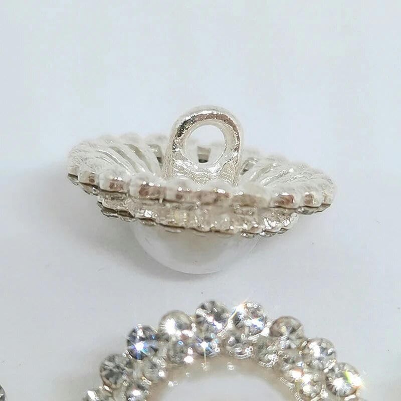 12/24 Pieces 20 mm Pearl Rhinestone Buttons Clothing Decor Metal