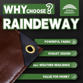 RAINDEWAY 4x8 Feet Super Heavy Duty 18 Mil Brown Poly Tarp Cover, UV Resistant, Weatherproof, Multipurpose Waterproof Poly Tarp with Grommets and Reinforced Edges