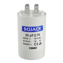 BOJACK CBB60 25 uf 450v Volt 50/60Hz AC Capacitor Round Run Start Capacitor with Two Sets of Inserts for AC Motor Run Condenser Straight Cool Heat Pump Pool Pump or Air Conditioner