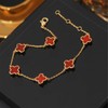Four Leaf Clover Bracelets for Women, 18K Gold Plated Ruby