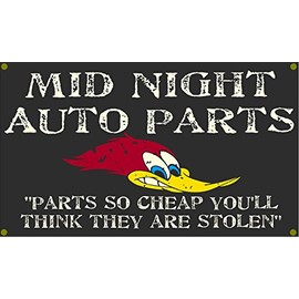 Mid Night Auto Parts Garage Banner Man Cave Banner Hot Rod Rat Rod