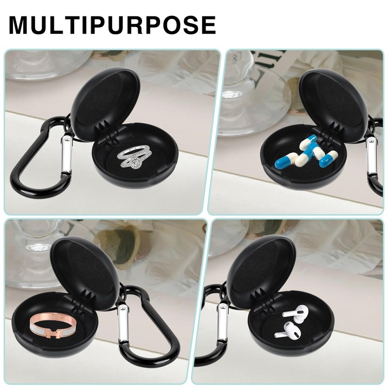 4PCS Mini Earplug Storage Case with Keychain Clip, Blue and