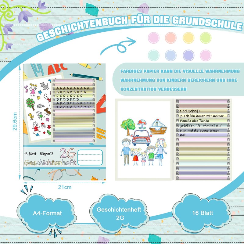 jiawaggag Pack of 5 Story Books 2nd Class DIN A4