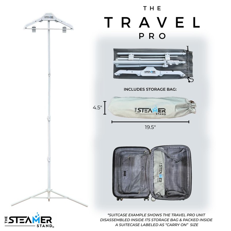 The Steamer Stand Travel Pro | Adjustable Standing Garment Steaming