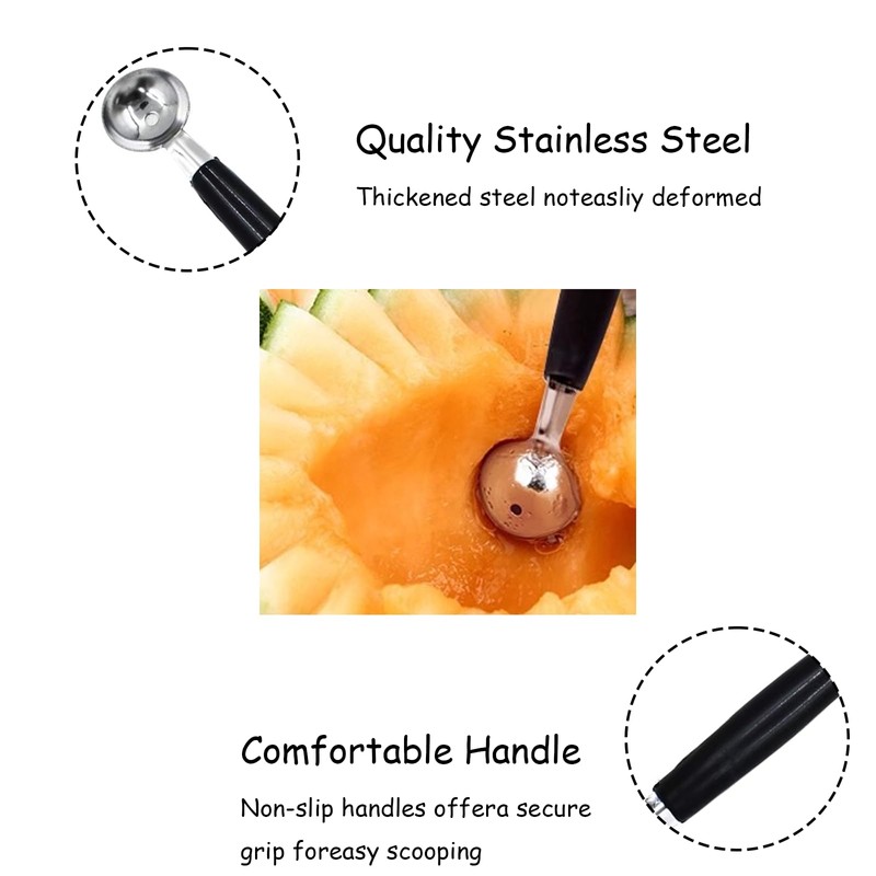 2 Pack Melon Baller Scoop,Stainless Steel Double Ended Headed Fruit