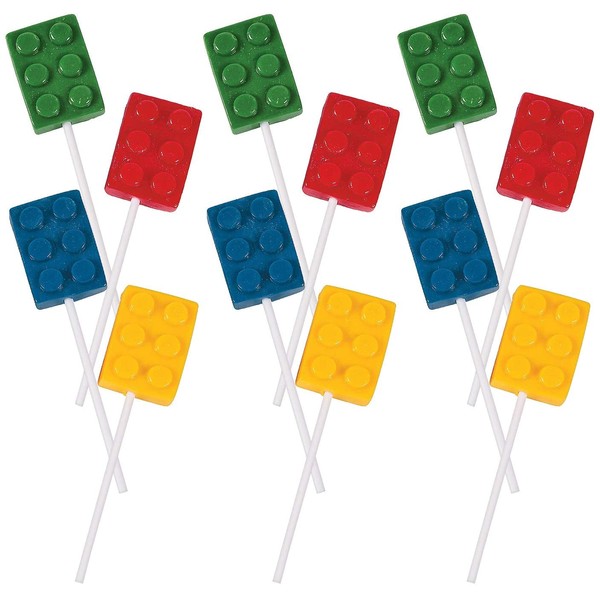Brick Party Building Block Suckers (set of 12) Birthday Party Candy and Favors