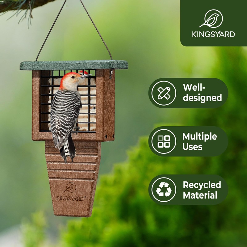 Kingsyard Recycled Plastic Suet Feeder, Tail Prop Suet Feeder for