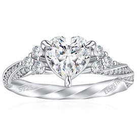 Elspeth 1.2CT 925 Sterling Silver Heart Ring 7MM 5A Cubic Zirconia Infinity Twisted Knot Ring for Women Size 5-10, Sterling Silver, Cubic Zirconia