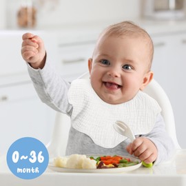 EllieHouse EllieHouse Baby Bibs for Girls Boys 10 Pack White Drool Teeth Drooling Teething Bibs Muslin Cotton Absorbent Soft Bibs for Infant Toddler Essentials