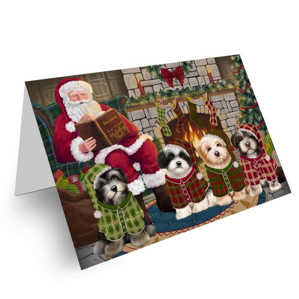Christmas Cozy Holiday Tails Havaneses Dog Greeting Cards - Adorable Pets Invitation Cards with Envelopes - Pet Artwork Christmas Greeting Cards GCD70184 (10 Greeting Cards)