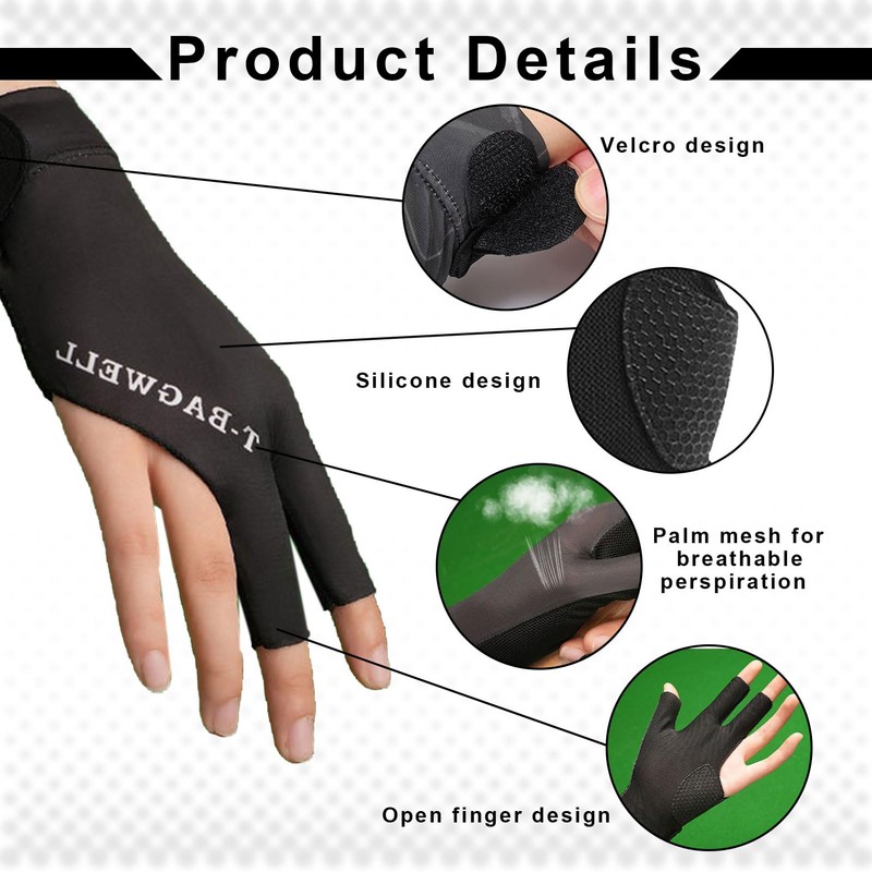 AONAYO Single Pack Billiard Gloves, Billiard Glove Left, Snooker Gloves,