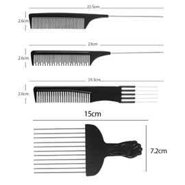 TSUOUKL 4pcs Afro Comb, Metal Curl Comb Durable Comb Curling Comb with Handle Styling Comb Curls Beard Comb Afro Hair Products for Men Women Natural Curly Hair Perm Large Beards