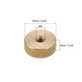 QUARKZMAN Knurled Nuts 4 Pieces M5 x D16 mm x H 6 mm Brass Knurled Nut Flat Head Blind Hole Lock Adjustment Nuts for 3D Printer Parts