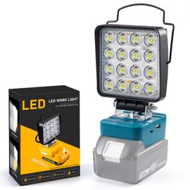 Cordless 18V Max LED Work Light for Makita Batteries &Tools - 48W 4800LM Portable Battery Powered Flood Light with Low Voltage Protection, Flashlight with USB Type-C Charging Port for Outdoor Lighting