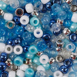 Elsa's Pony Bead Mix 200 Pieces Mixed Blue Beads Size 9mm x 6mm