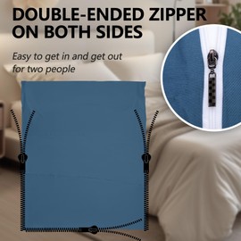 BREENHILL Double Sleeping Bag Liner,Long Staple Cotton, Adult Sleep Sack & Travel Sheets,Travel Sleep Sack for Backpacking, Hotels & Hostels Lightweight Travel Sheet,Has Full Length Zipper