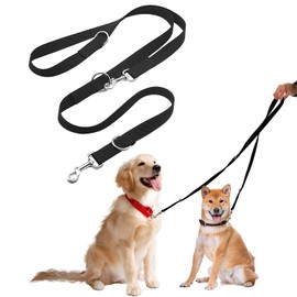 2.55m Professional Dog Training Lead Double-Ended Dog Leash Puppy Training Lead Stop Pulling Easy to Use Lightweight Soft & Durable Perfect for Puppy Walks Close Control And Walking Two Dogs（Black)