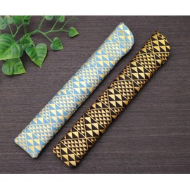 Matsumi Kogei Folding Fan Holder, 9.3 inches (23.5 cm), Gold Brocade Scale Pattern, Black