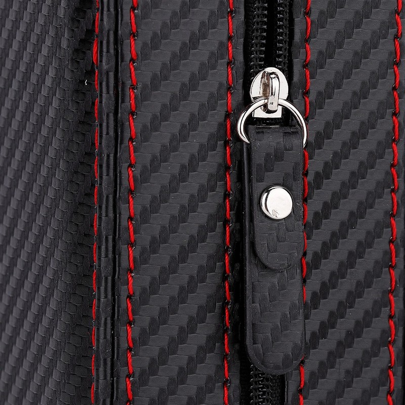 Portable 2Slots Carbon Fiber Leather Watch Storage Box Case Wristwatch