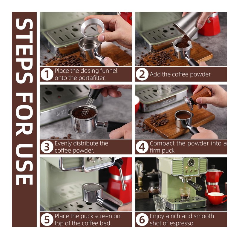 51mm WDT Tool Espresso Accessories Kit,GdHaHSP Dosing Funnel and Puck