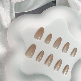 INCHIC Nude Radiance, Long Almond, Pure Nude Cat Eye, 30 Pcs Press on Nail