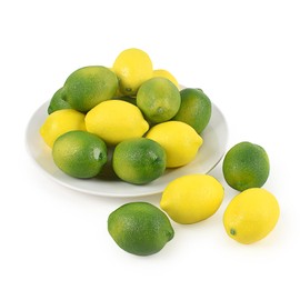 Luckforest Fake Lemons, 20 Pcs Green and Yellow Simulation Lemons Mixed Set Lifelike Fake Fruits for Home Kitchen Fruit Model Cabinet Decor Photography Props