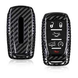 T-carbon Key Fob Cover fits for Ram Key Fob Cover,Real Carbon Fiber Key Fob Protector fits for Ram 1500 2500 3500 Accessories for Power Wagon Tradesman Key Case with Keychain,Black