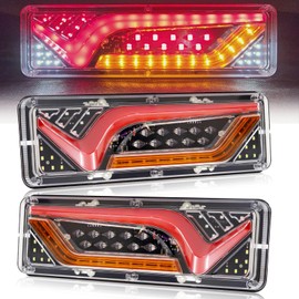 X-STYLE Truck Tail Lamp, 24 V LED, 3 Colors, Constant Lighting/Sequential Turn Signal, Yellow, Brake Lamp, DRL, Red, Back, Reverse Lamp, White, Trailer, Flowing Turn Signal, Brake, Position Lamp, High