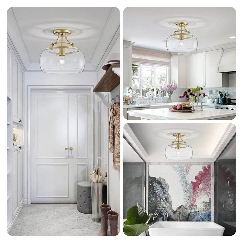 WUZUPS Chandelier Rustic Farmhouse Industrial Round Semi-flushmount Ceiling LED Light