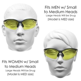 Bikershades Safety Bifocal Reading Glasses w/Strap Night Indoor Yellow Reader Lens +3.00 Men Women Wrap-Around Semi-Rimless