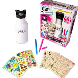 iLY ACTIVITY KINGS Insulated Hydro Water Bottle With Straw For Girls & Boys | Eco-Friendly, BPA Free | Dishwasher Safe | (2 Markers, 60 Stickers, Kids 6+)