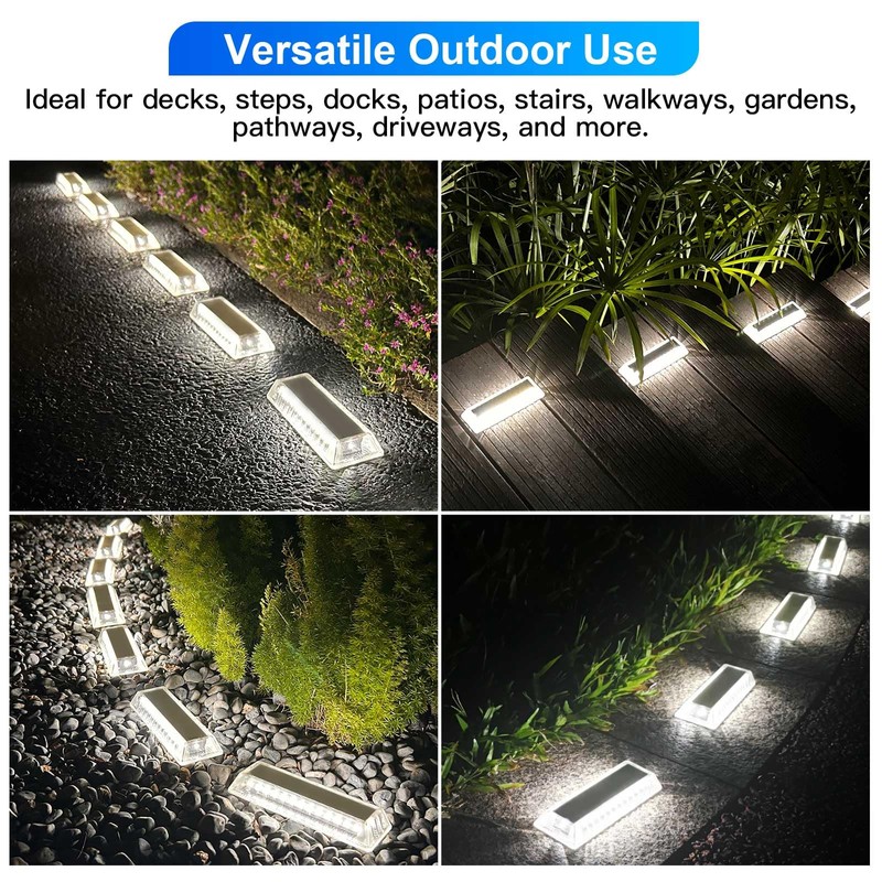 Lacasa Solar Driveway Lights 8 Pack, White LED Outdoor Deck