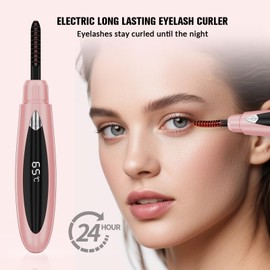 Heated Eyelash Curler, Eye Lash Curler Heat with Comb, 10s Fast Heat Up Lash Curling Tool with Adjustable 3 Temperature Level, Natural Curl, USB Rechargeable, Portable for Travel (Pink)