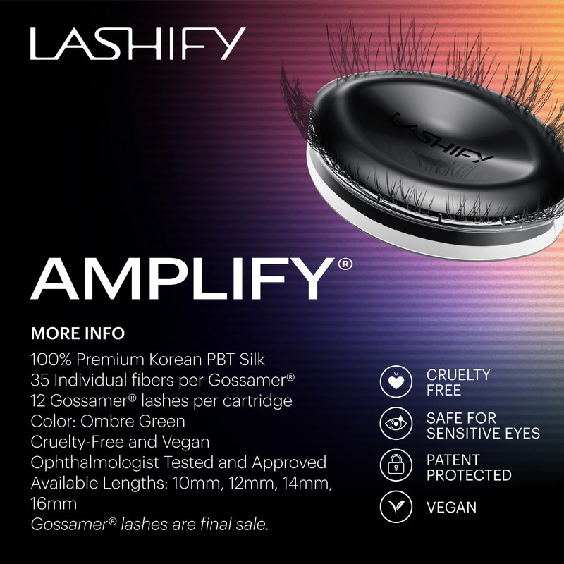 Lashify Amplify 16mm Gossamer Eyelash Extensions Refill in Ombre Green,