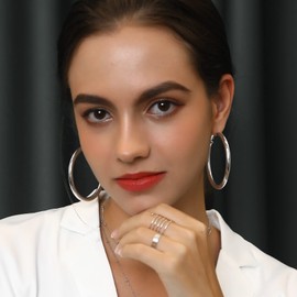 GoldChic Vintage Women's Earrings Stainless Steel Hoop Earrings 30 mm/40 mm/60 mm/80 mm Simple Hoop Stud Earrings Silver/Gold/Black Lightweight Hoop Earrings Anti-Allergy Earrings for Women Girls,