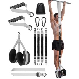 Pull Up Assistance Bands Set with Adjustable Resistance Band Bar, Heavy Duty Pull-Up Assist Band System for Chin Up, Strength Training, Home Gym Workout, Fabric Foot/Knee Rest Included