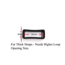 2x size 20mm BLACK Rubber Silicone Ring Replacement Watch Band Strap Loops Keeper Hoop Buckle Holder Retainer Resin Men Women