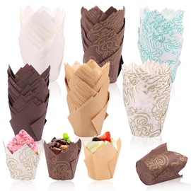 Eummy 300 PCS Tulip Cupcake Cases Colors Mixed Muffin Cases for Baking Greaseproof Tulip Baking Cups Multipurpose Cupcake Wrappers for Baking Cups Weddings Birthdays Party