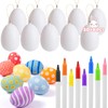KAFKA 30 Pcs Easter Decorations Eggs Kit with 8 Pens: White Plastic Eggs with Rope, Perfect for DIY Creative Decor, Party Favors, Easter Crafts, Basket Stuffers, and Tree Ornaments