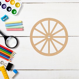 Wooden Wagon Wheel 1'' Cutout, Unfinished Wood Western Craft Shape, Spoked Wheel MDF Blank