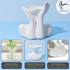 Elegant Hands Ceramic Vase – Modern Abstract Sculpture Planter for Home & Office Décor – Minimalist Art Piece for Flowers, Succulents, or Standalone Accent Decoration