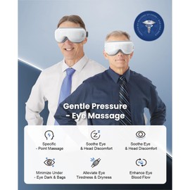 Bob and Brad EyeOasis 3 - Eye Massager with Heat and Cooling for Migraines, Electric Sleep Eye Mask with Music for Puffy & Dry Eyes, Dark Circles, Eye Strain, Eye Care Relax, Gifts for Women/Men